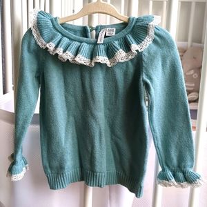 Janie and Jack Ruffle Accent Aqua Sweater 18-24M